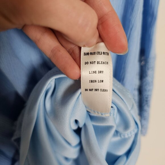 Fashion on Earth Blue Cold Shoulder Mini Dress - Women's S - Lace, Boho, Bell - Picture 7 of 10